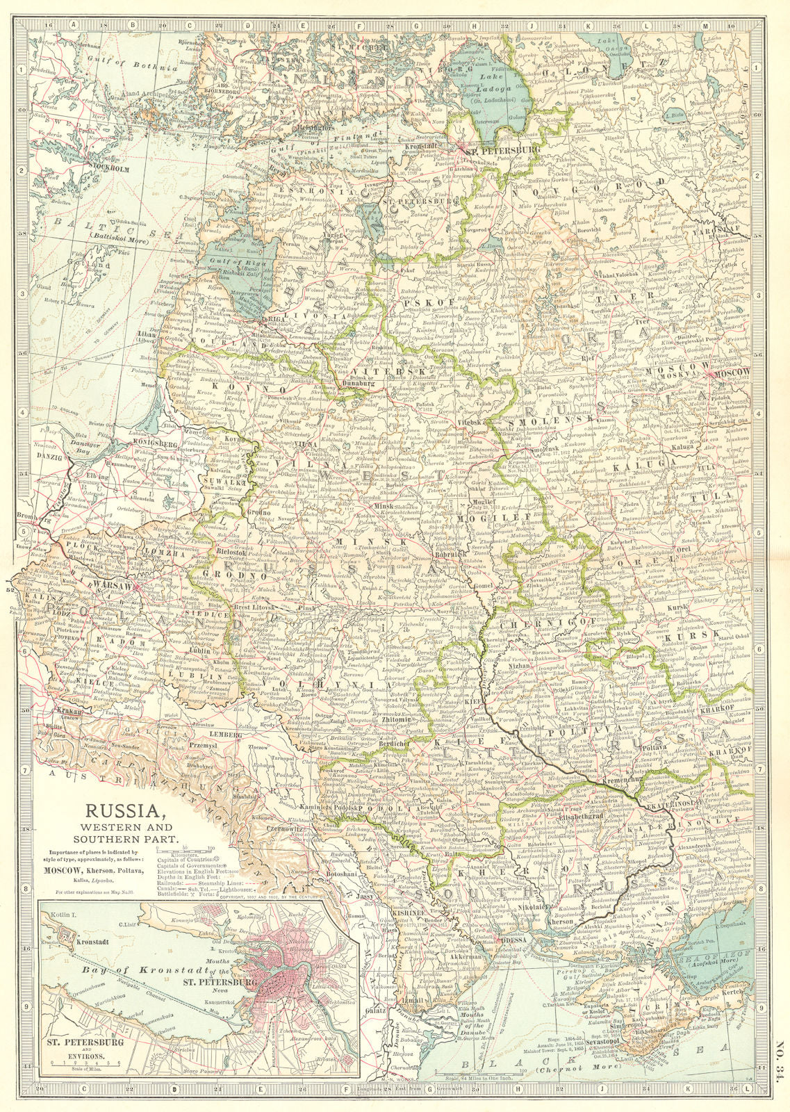 E EUROPE.Russia Ukraine Poland Baltics St Petersburg. w/ battlefields 1903 map